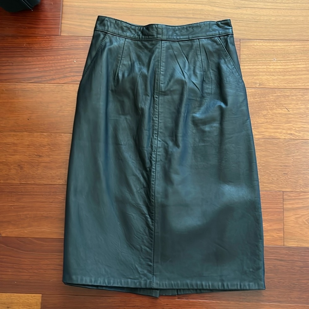 Black Leather Midi Skirt